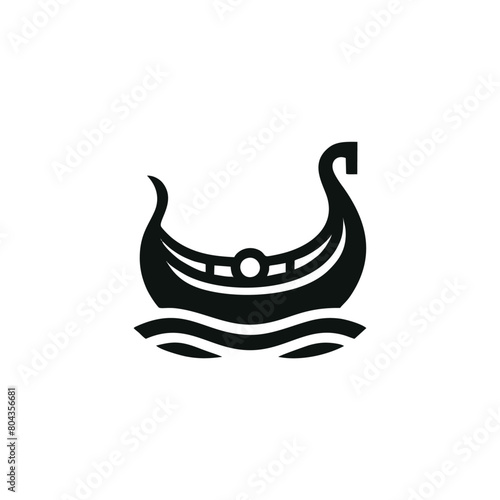 Viking Ship vector illustration. Vintage sailboat logo design