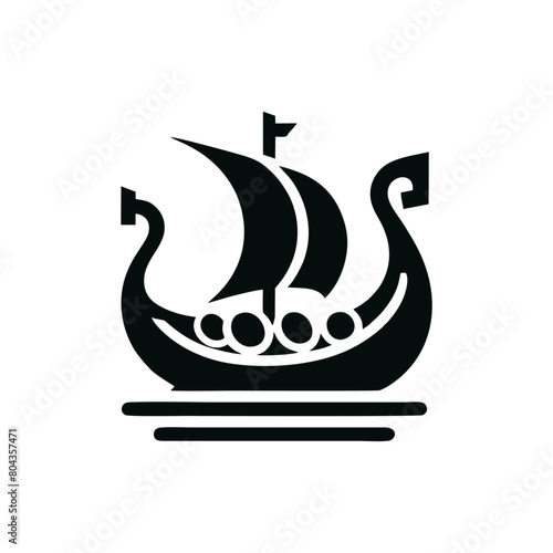 Viking Ship vector illustration. Vintage sailboat logo design