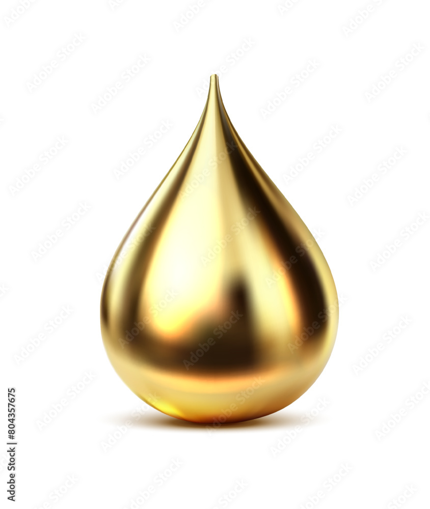 3d realistic vector icon illustration. Gold liquid drop. Isolated on white background. 3d realistic vector icon illustration. Gold liquid drop. Isolated on white background.