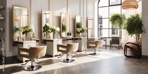 Modern interior empty beauty salon 3d render