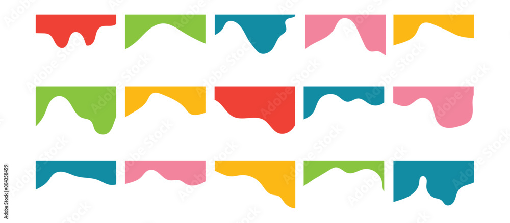 Compilation of assorted shapes for web page headers or footers. Design template serving as a separator on a landing page. Heading depicted in a flat vector style for web and template in eps 10.