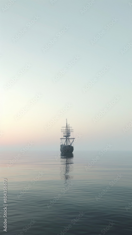Leviathan in a calm sea, immense and tranquil, under a clear, pale morning sky, emphasizing its majesty Leviathan in a calm sea, immense and tranquil, under a clear, pale morning sky, emphasizing its majesty