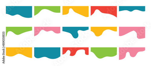 Compilation of assorted shapes for web page headers or footers. Design template serving as a separator on a landing page. Heading depicted in a flat vector style for web and template in eps 10.