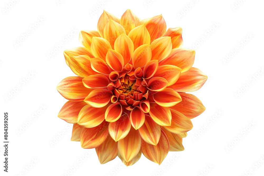 Orange yellow dahlia flower isolated on transparent background Orange yellow dahlia flower isolated on transparent background