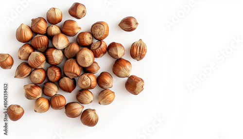 hazelnuts, isolated on white background, copy space 