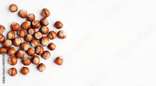 hazelnuts, isolated on white background, copy space 