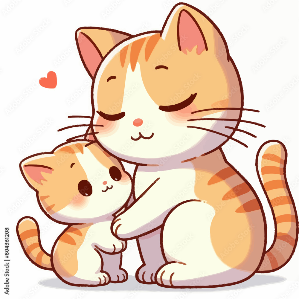 Beautiful illustration of cat and kitty Beautiful illustration of cat and kitty