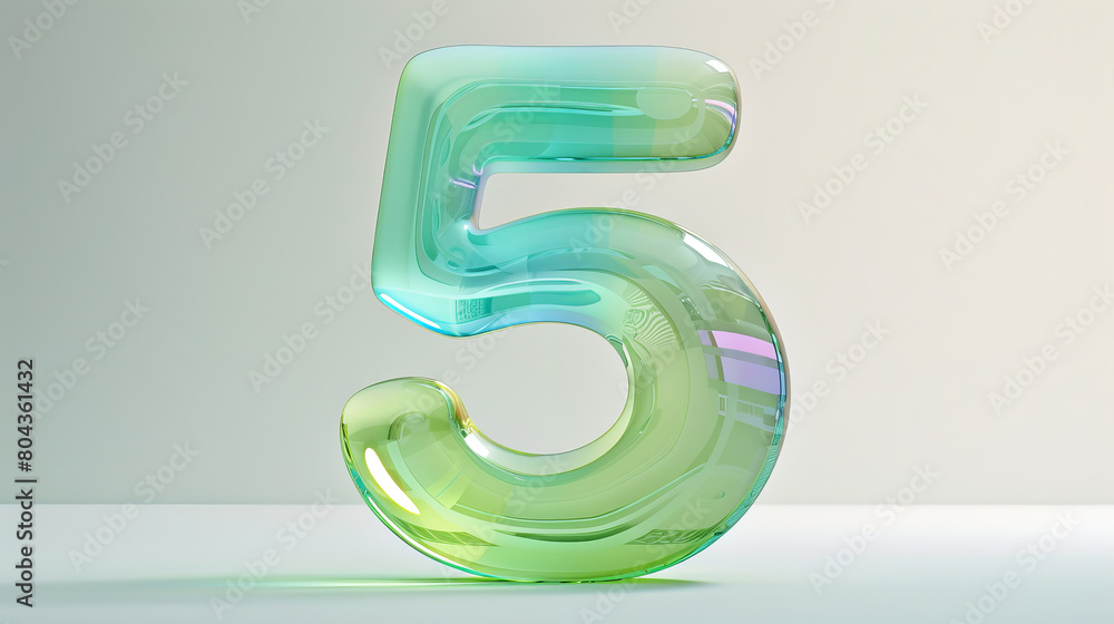 Stylish futuristic number 5 in green and blue neon colors Stylish futuristic number 5 in green and blue neon colors