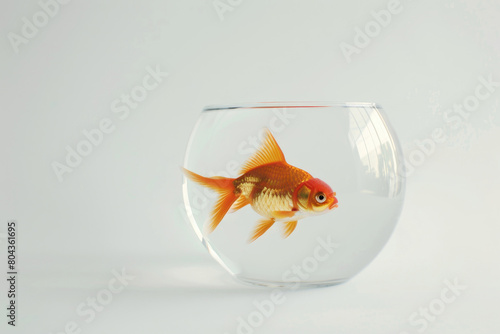 Goldfish swimming  clear bowl