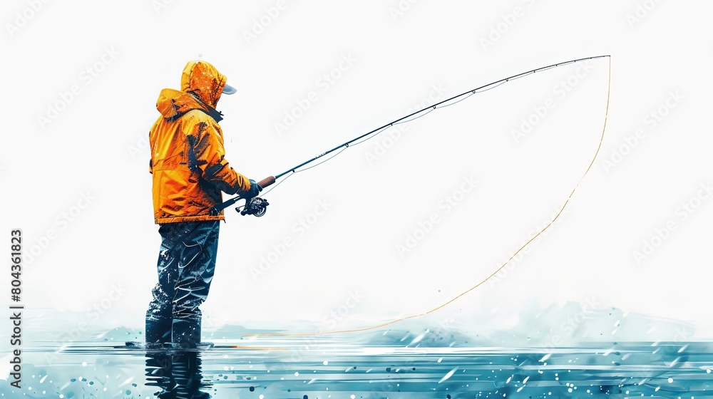 Silhouette of man holding rod and line fishing graphic illustration design Silhouette of man holding rod and line fishing graphic illustration design