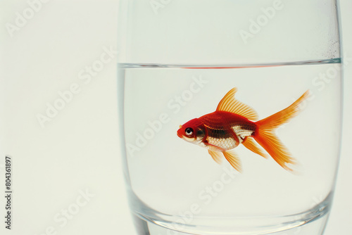 Goldfish swimming  clear bowl