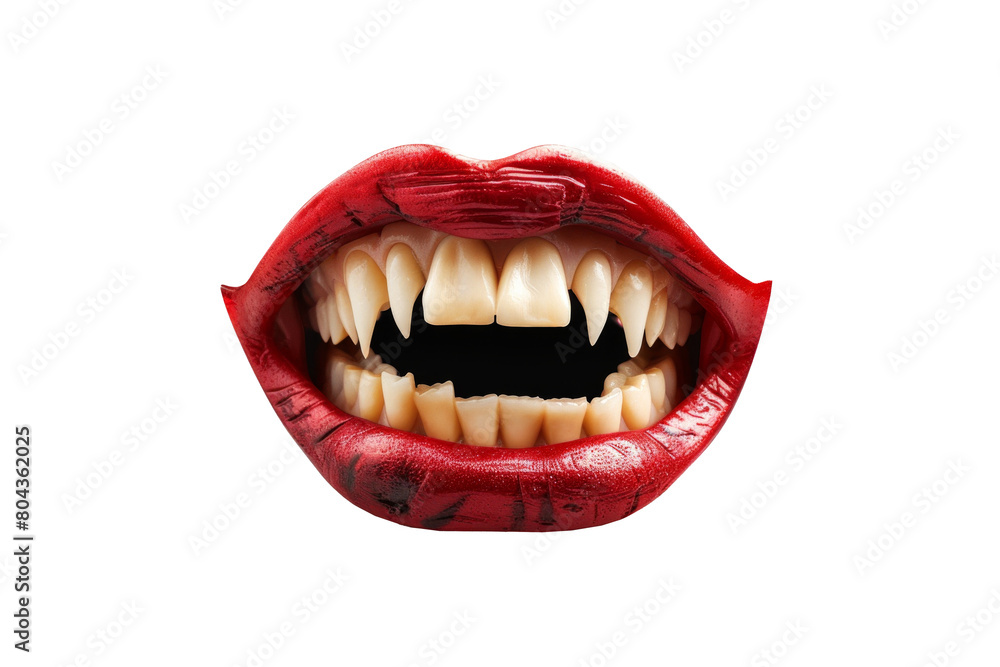 Fototapeta premium Halloween vampire dracula mouth with sharp teeth and red lips