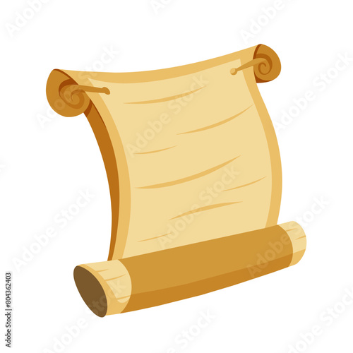 Old paper scroll and parchment cartoon blank ancient papyrus or antique manuscript