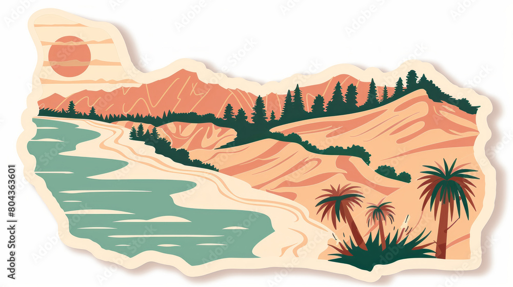 California state shape with scenic landscape design