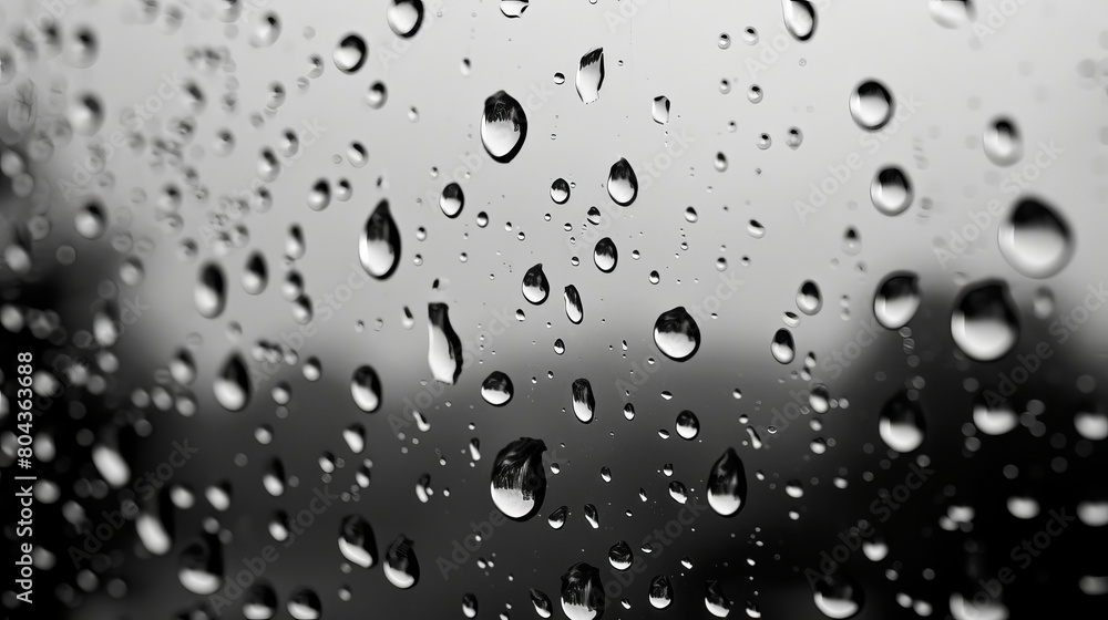 Close-up view of fresh raindrops on a transparent glass window Close-up view of fresh raindrops on a transparent glass window