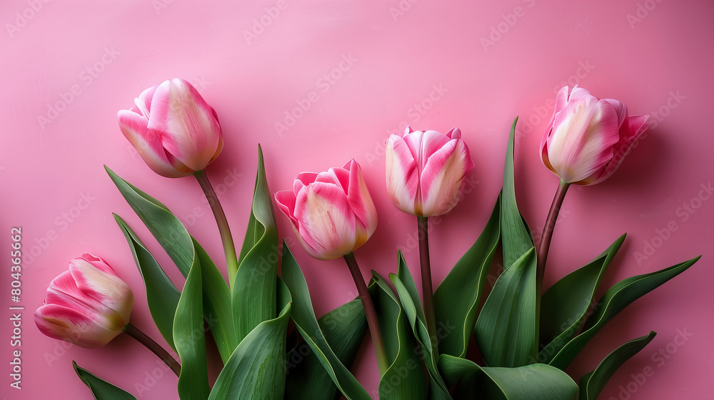 pink tulips on pink background