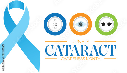 Cataract Awareness Month every year in June. Template for background, banner, card, poster with text inscription. photo