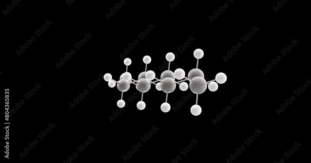 Octane molecule, rotating 3D model of hydrocarbon, looped video on a ...