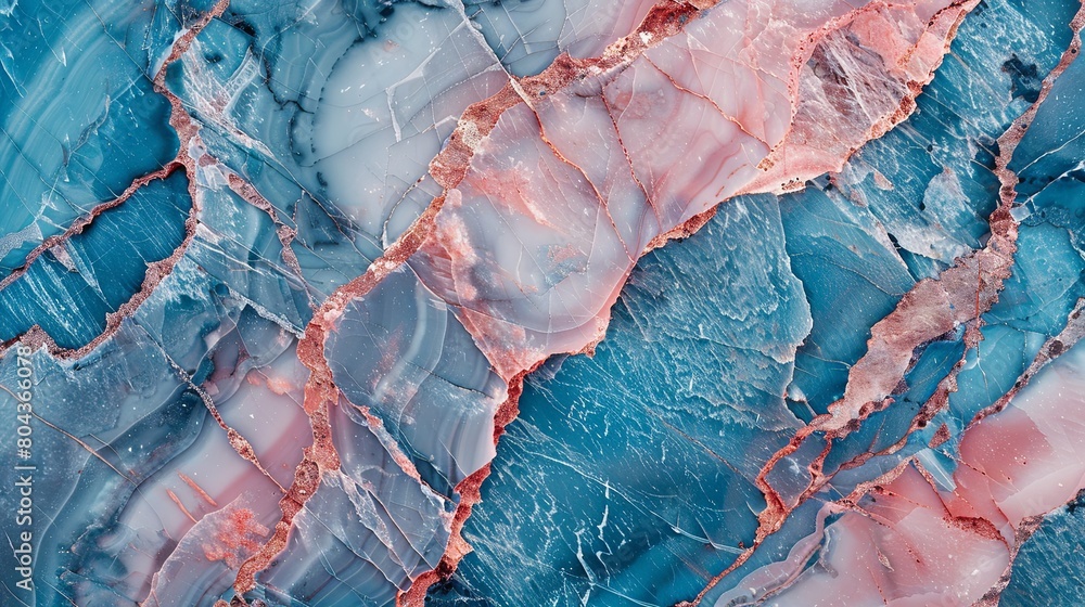 Fototapeta premium Vivid Contrast in Pink and Blue Natural Marble Texture