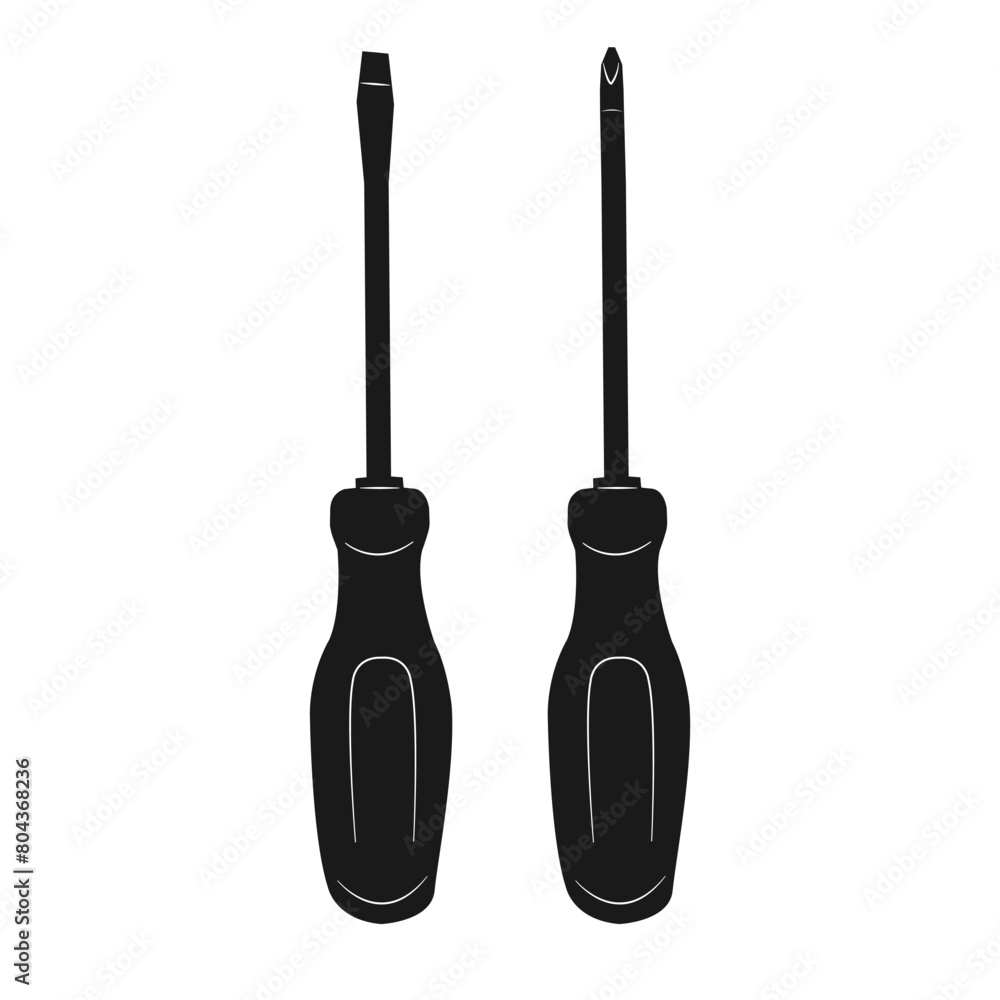 Naklejka premium Flat head and Cross Head Screwdriver
