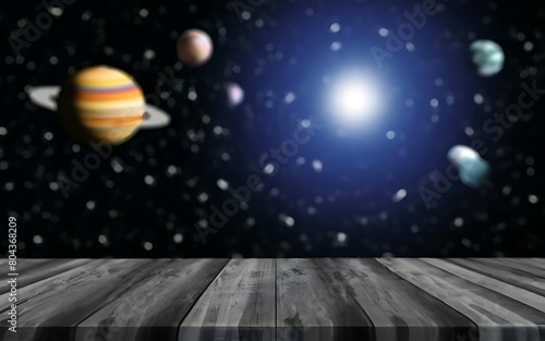 Product presentation free space in the space  Free space for product display with space and space ship background  space ship window  free space with universe background  solar background