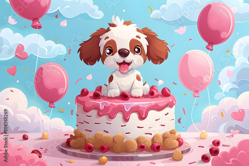 Fondo de pantalla de feliz cumpleaños con lindos perro. Feliz cumple. Felicidades en tu cumpleaños.