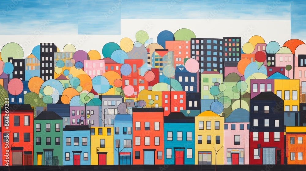 colorful cartoon town building. colorful cartoon town building.