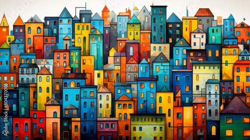 colorful cartoon town building.