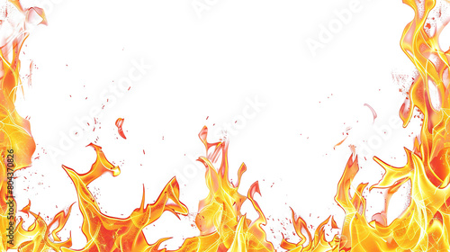 Fire border isolated on white background.
