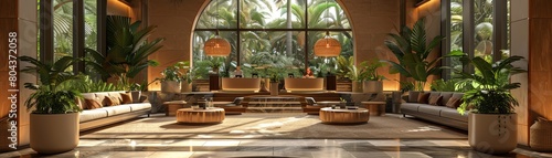 Luxury boutique hotel lobby, opulent design and exclusive services welcoming discerning guests