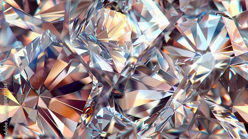 Glistening Diamond Texture Showcasing Facets and Reflections photo