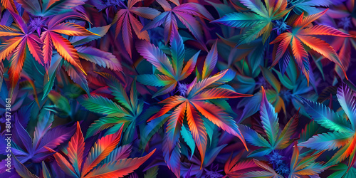 Psychedelic Cannabis Background  Funky Marijuana Patterns Background  Abstract Groovy Cannabis Background - Ai Generated
