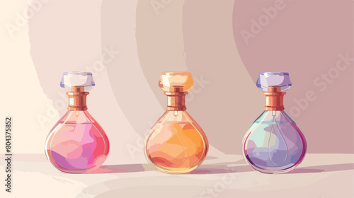 Bottles of perfume on light background Vector style vector