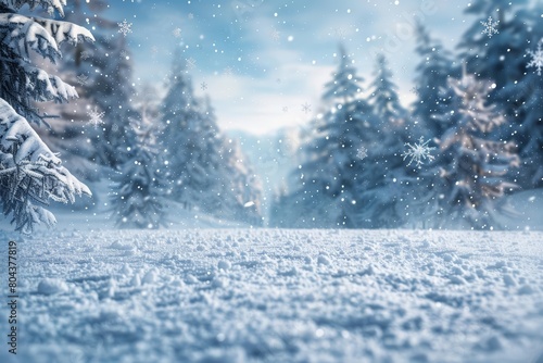 A winter wonderland with snowflakes falling gently is the banner background