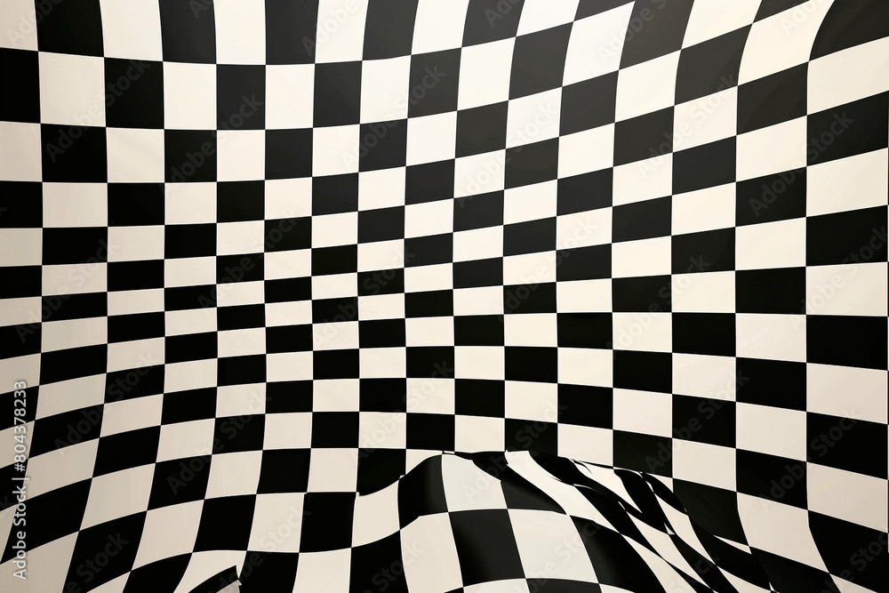 Fototapeta premium A bold background with an oversized checkered pattern in black and white, creating a striking and modern optical effect.
