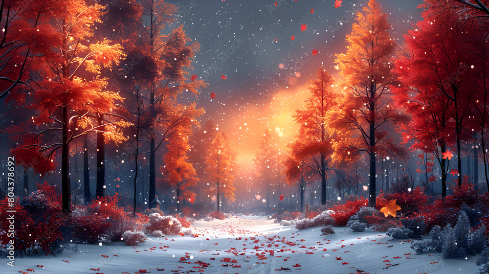 Banner Holidays Seasons Festivals Social Media,
Forest in autumn beautiful landscape geometric illustration. illustration for wallpaper
