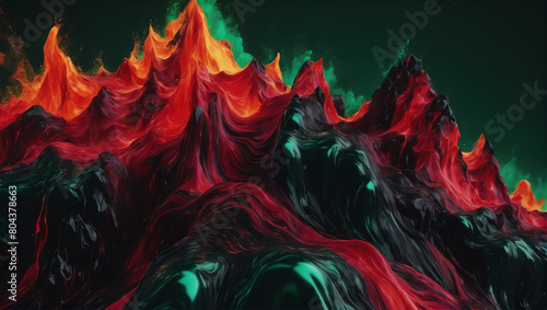 Visuals of liquid magma in shades of midnight black  ruby red  and emerald green  pulsating and pulsing against a plain background with subtle lighting ULTRA HD 8K