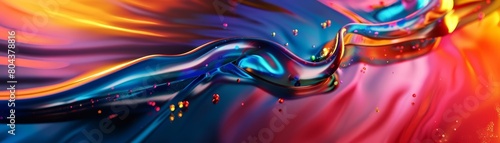 Create a seamless looping animation of a slow moving, abstract, iridescent liquid