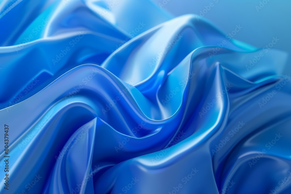 Blue satin fabric with gentle waves. The folds of the fabric are smooth and flowing, creating a luxurious and elegant look. Blue satin fabric with gentle waves. The folds of the fabric are smooth and flowing, creating a luxurious and elegant look.