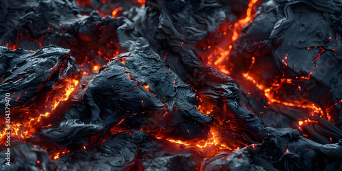 Fiery Black and Red Lava Volcano Background, Dynamic Black and Red Lava Flow Background, Intense Black and Red Volcanic Eruption Background - Ai Generated