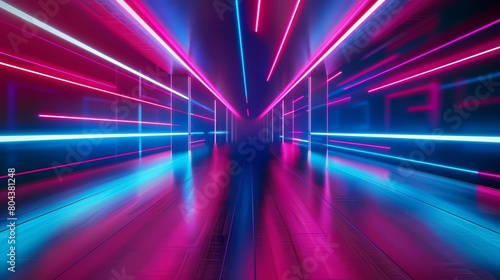 Wallpaper Mural Create a realistic image of a dark futuristic tunnel with blue and pink neon lights on the walls and floor Torontodigital.ca