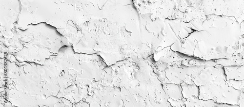 Closeup of a white wall with cracks resembling a frozen snow slope