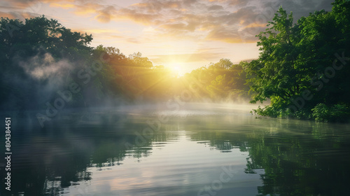 lake, water, sunset, sky, landscape, sunrise, nature, sun, river, reflection, clouds, morning, dawn, cloud, tree, beautiful, trees, blue, fog, dusk, evening, summer, calm, orange, pond