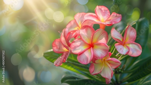 Sunny summer day.flowers in nature : Close up of Pink Desert rose flowers,Japanese frangipani adenium ornamental plant, succulent flowering plant adenium as desert rose.selective focus 