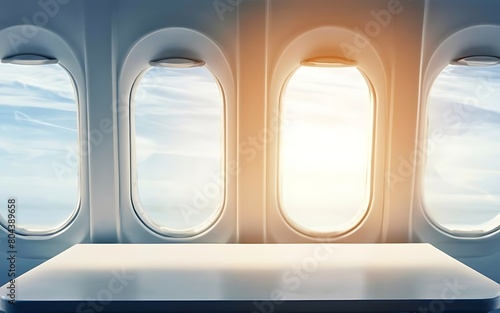 free space for product presentation in the plane in air, product display in plan, 