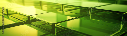 Crystal cascade. A mesmerizing close up of a stack of sleek glass tables shimmering in the light
