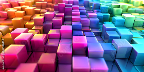 Cubism Carnival  A Vibrant Display of Colorful Cubes  Prismatic Playland  Exploring the World of Colorful Cubes  Spectral Symphony  Harmonizing Hues in a Cubic Canvas - Ai Generated