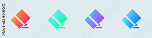 Eraser solid icon in gradient colors. Wipe out signs vector illustration.