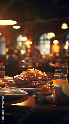 A delicious steak dinner is served at a restaurant