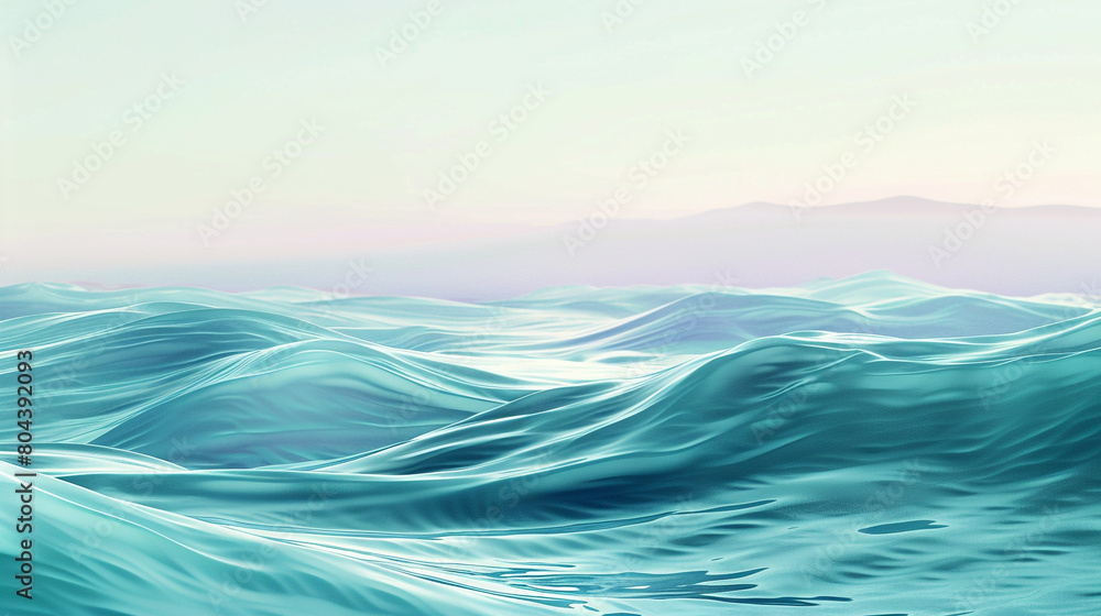 A serene display of soft aqua and pale lavender waves merging, evoking the tranquility of a calm sea at dawn.
